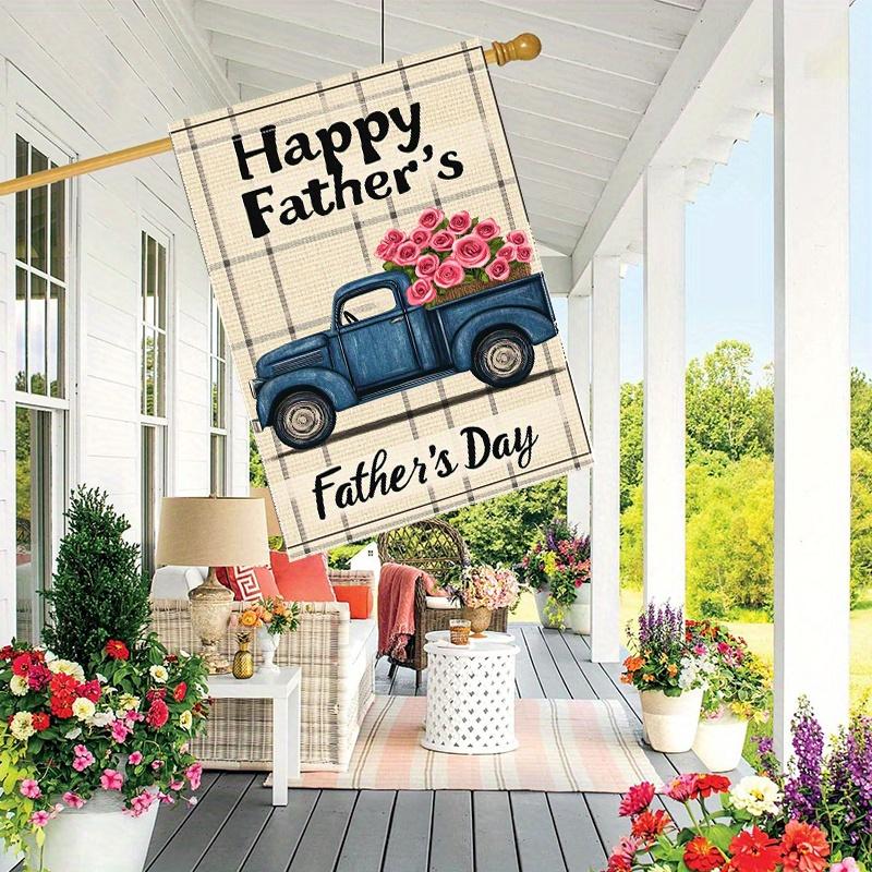 1pc Father's Day Tie Hug Beer Balloon (157) -double-sided Garden Flag, Yard Decoration, Outdoor Decoration, Lawn, Flag Only