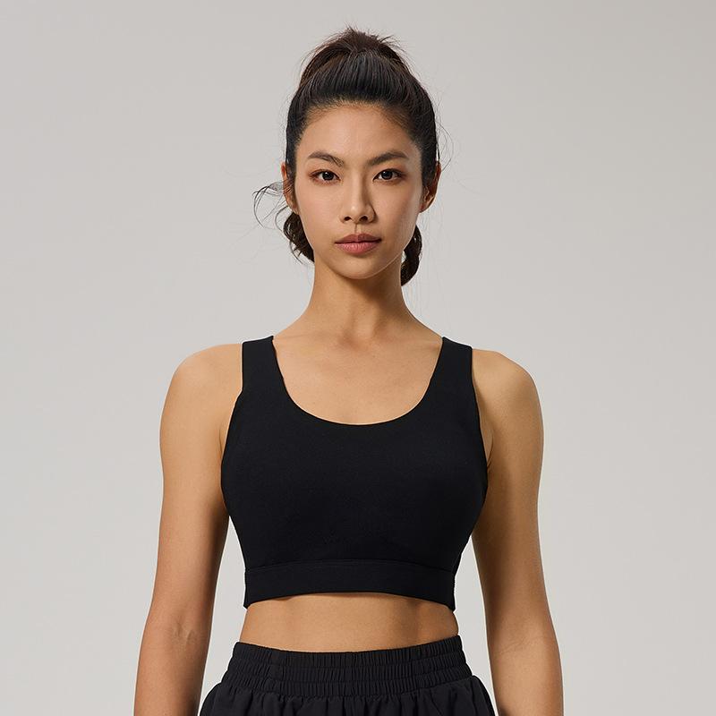 New Running Back Buckle Yoga Vest, Cross Shoulder Strap Integrated Cup Sports Underwear Gather and Close Sub-breasts Yoga Bra