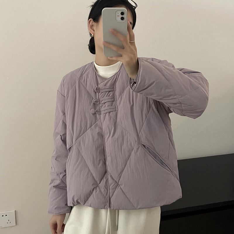 

Легкий зимний пуховик для миниатюрных женщин без воротника с ромбовидным узором Extra Small фиолетовый