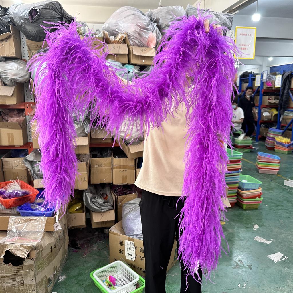 DIY 1/2/3/6/10 Ply Natural White Ostrich Feathers Boa Trim for Craft Wedding Party Festival Clothing Decoration Plumes Shawl 2M