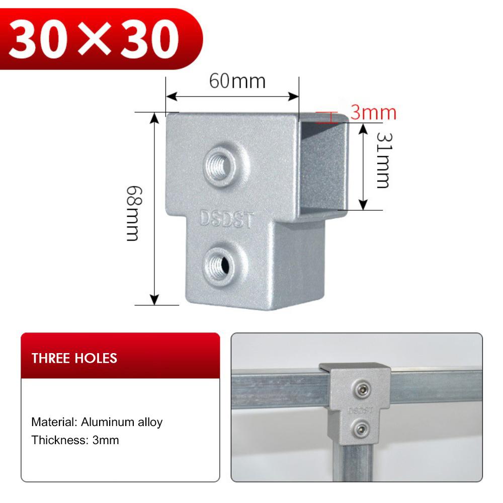 Connector Accessories Square Tube Aluminum Alloy Pipe Fixed Joint Rack Three-way Square