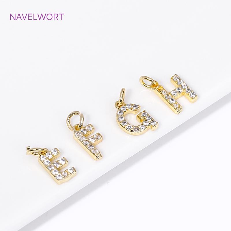 Luxury 18K Gold Plated Brass Inlaid Zircon 26 Letters Pendant Charms For Necklace Earring jewelry Making DIY Jewelry Accessories