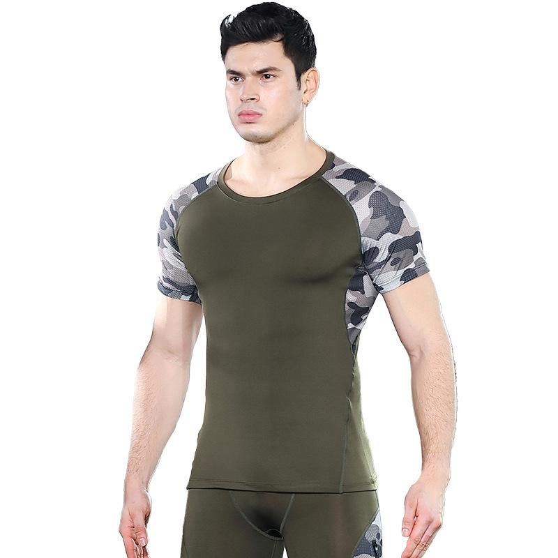 Men's Sports Quick-drying T-shirt Stretch PRO Tights Running Training Short-sleeved Fitness Wear