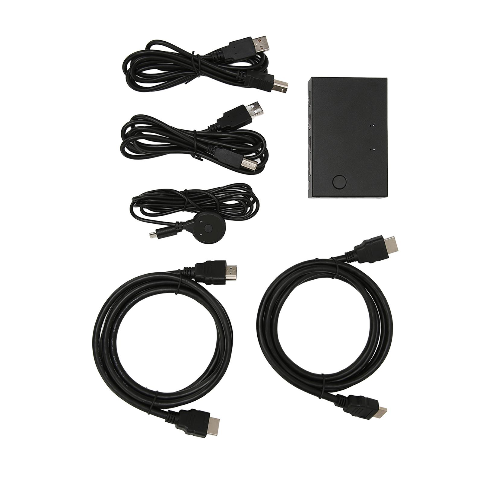 

KVM-переключатель 2-портовый Plug and Play USB-концентратор 4K 30 Гц HD мультимедийный интерфейс KVM-переключатель для ПК-принтера