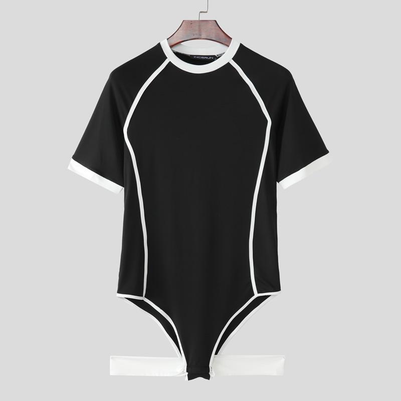 INCERUN Men's Sleeveless Stitching Jumpsuits One Piece Suit Playsuits Underwear Pajamas