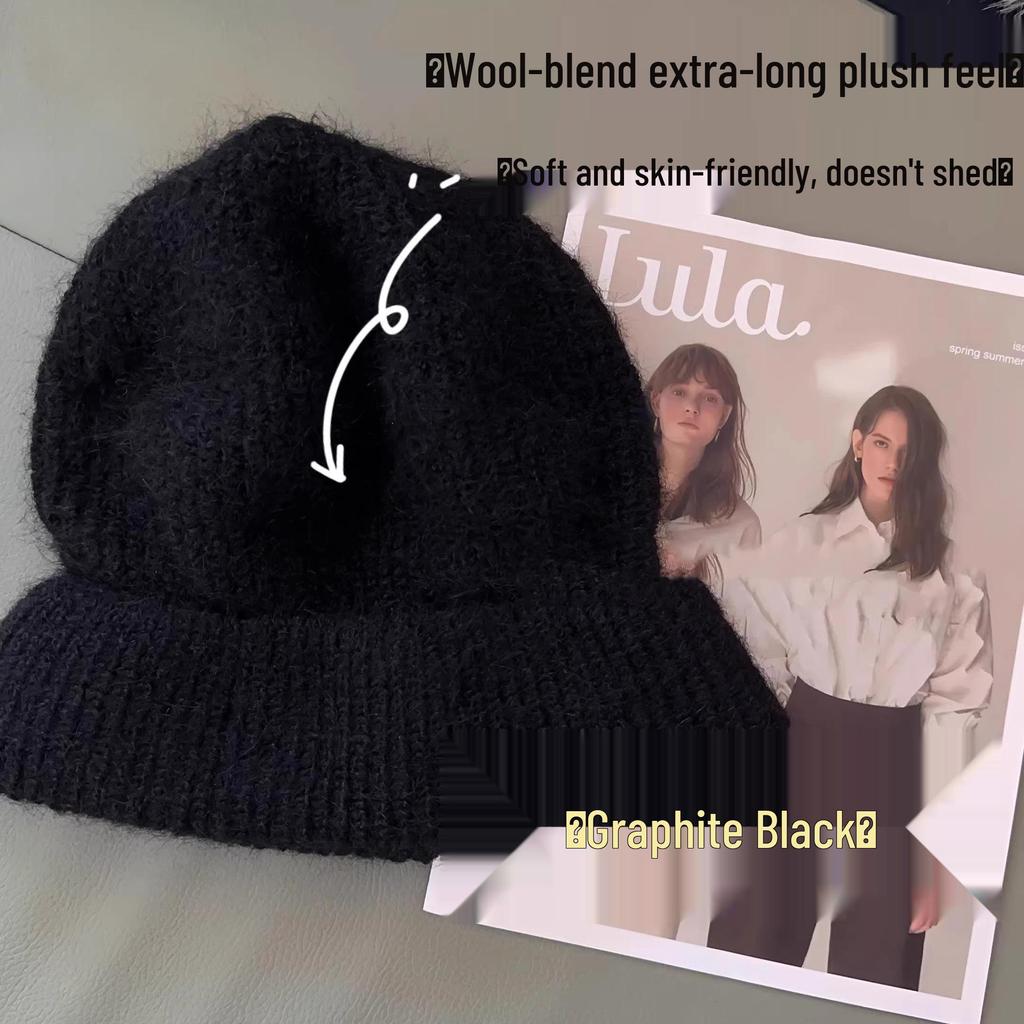 Übergroße Strickmütze im japanischen Stil für Damen - Kuschelig, dick und ohrenwärmend für Herbst und Winter