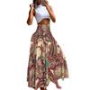 Women’s Casual Loose Boho Elastic Waist A-Line Beach Flowy Swing Vacation Floral Printing Maxi Skirt