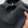 Men's Ice Silk Short-Sleeve Polo Shirt - Breathable, Cool, Solid Color, Turn-Down Collar
