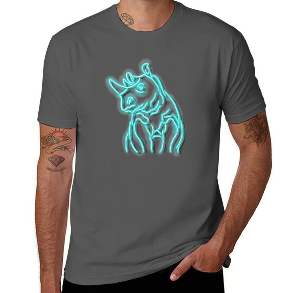 Noshörning Neonskylt T-shirt t-shirts för man grafiska t-shirts roliga t-shirts man T-shirt