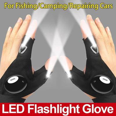 2 Stück LED-Taschenlampen-Handschuhe, Geschenke für Männer, Freisprechbeleuchtung zum Angeln, Camping, Wandern, Reparieren