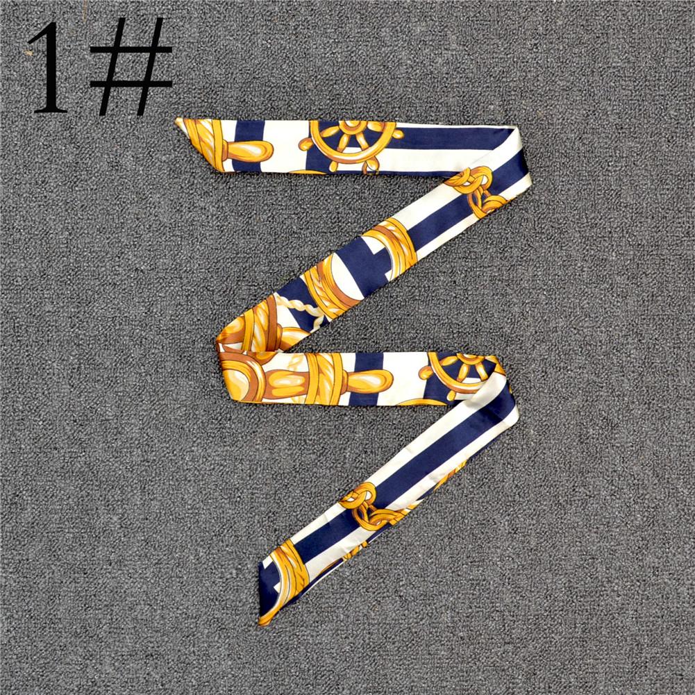 Fashion Color Printing Long Silk Scarf Women Ribbon Neckerchief Print 4cm Thin Narrow Scarves Bag Hair Band Ribbon Headscarve