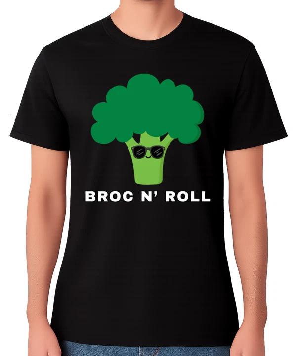 Broc N Roll T-Shirt Funny Broccoli Rock Music Pun Rock N Roll Graphic Unisex Tee XL