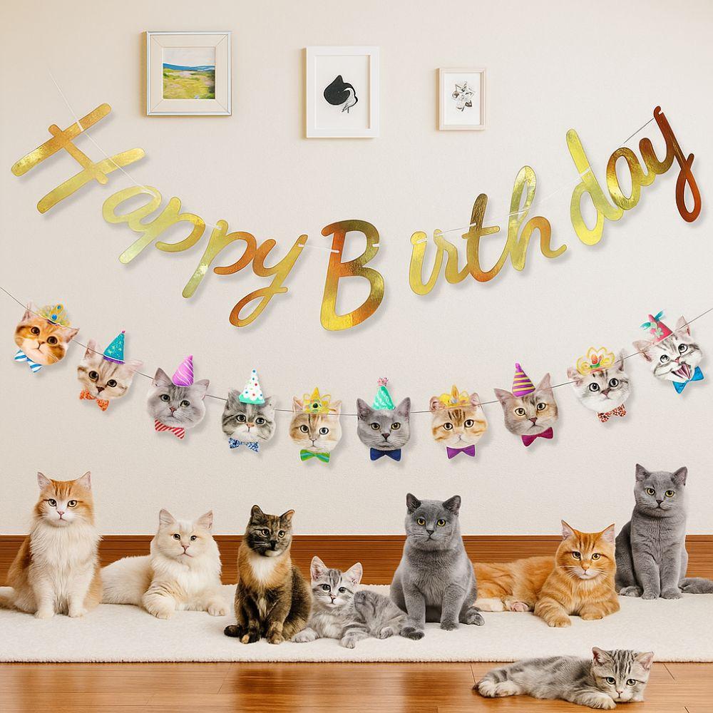 Cartoon Pattern Happy Birthday Banner Cute Animal Paper Pet Theme Banner DIY Decoration Animal Birthday Banner