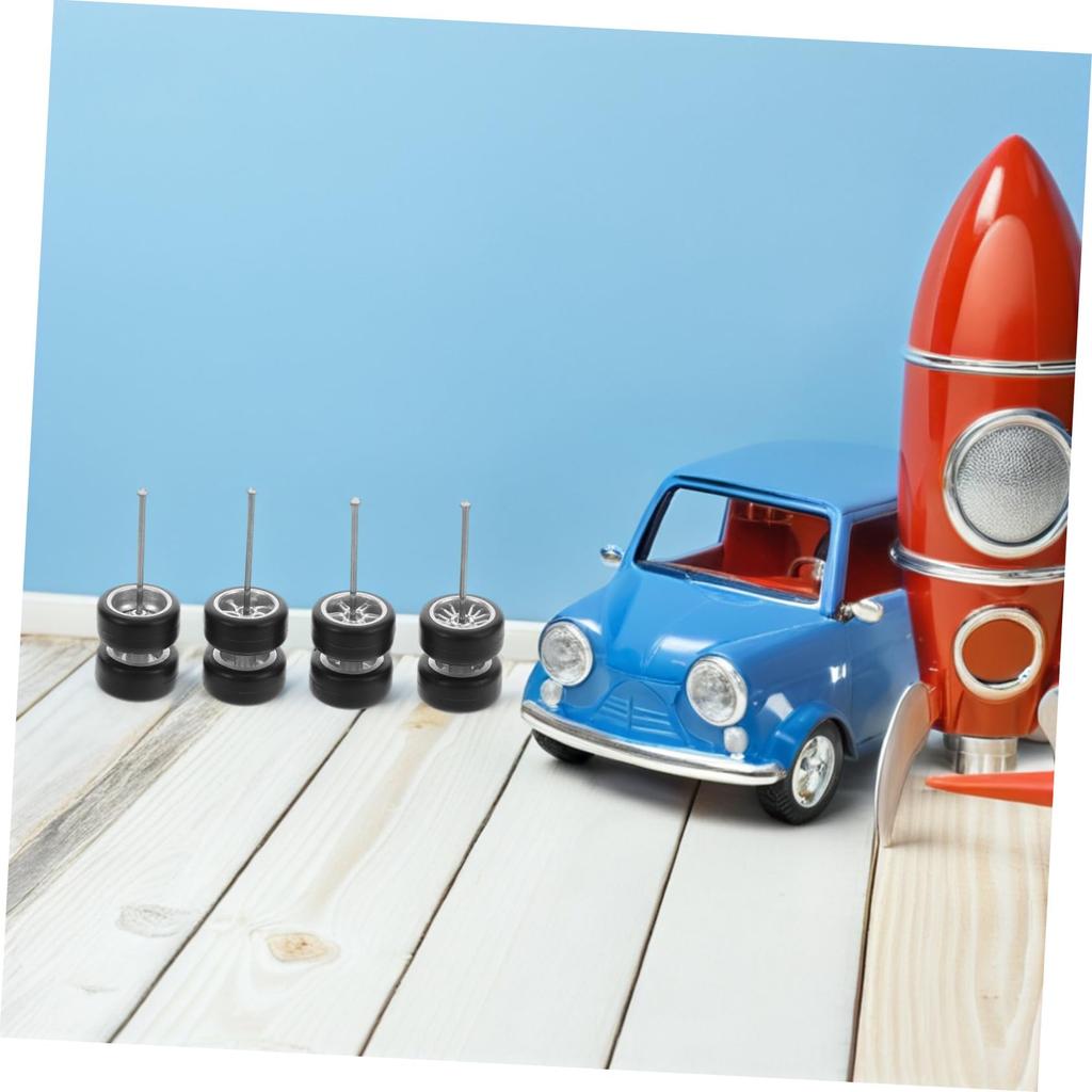 FUNOMOCYA 16 Paar Die-Cast-Autoräder mit Gummi, Realistisches Design, Montage erforderlich