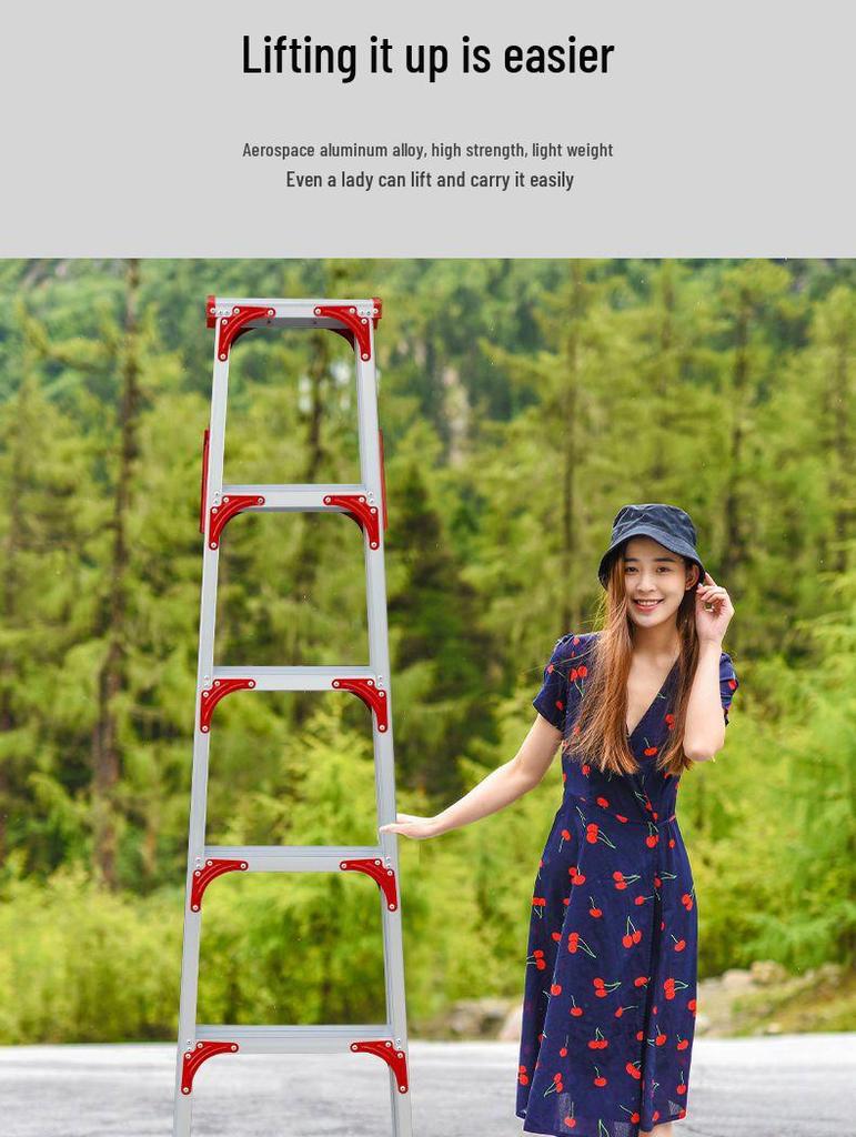 4m Aluminum Alloy A-Frame Ladder: Thickened, Non-Extendable, Foldable Household and Engineering Use