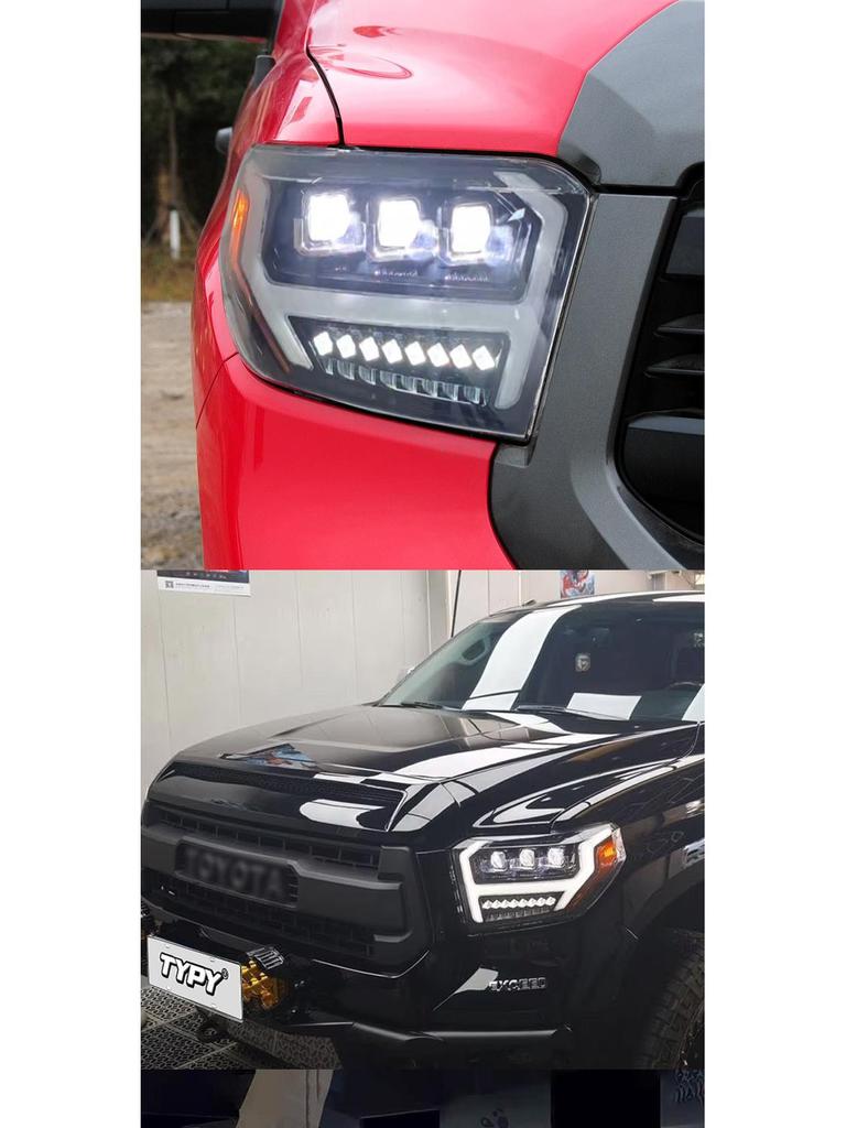 LED Projector Headlight Assembly with Flowing Turn Signals for 2014-2020 Toyota Tundra
