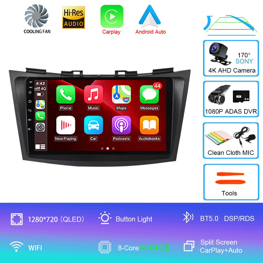 Android 14 For Suzuki Swift 2011-2015 2 Din BT DSP RDS Car Radio Stereo Multimedia Video Player GPS Navigaion Carplay Auto WIFI
