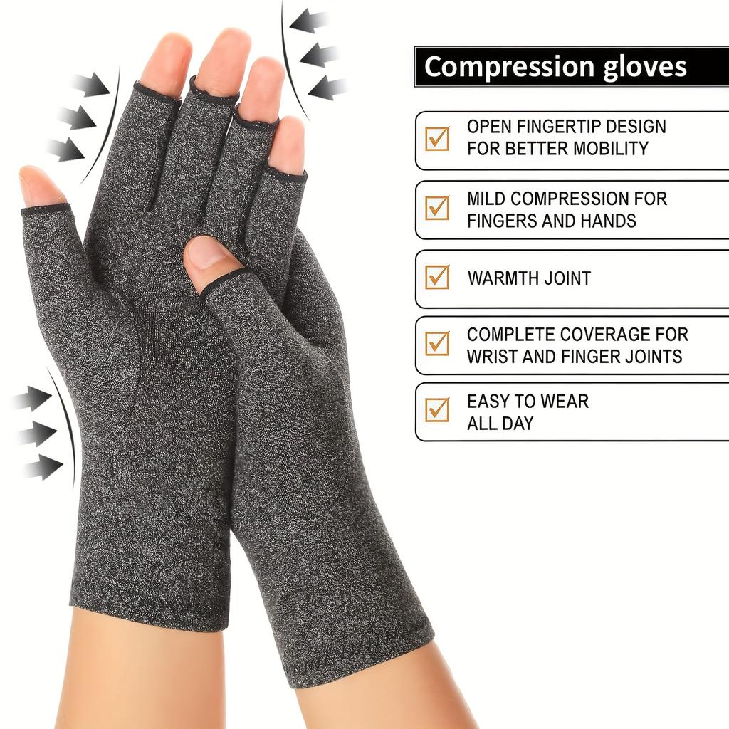 1 Pair Premium Fingerless Gloves for Daily Use, Sports, Fitness, Workout Thumb Brace Gloves for Women & Men Hand Support Wrap Half Finger Gloves