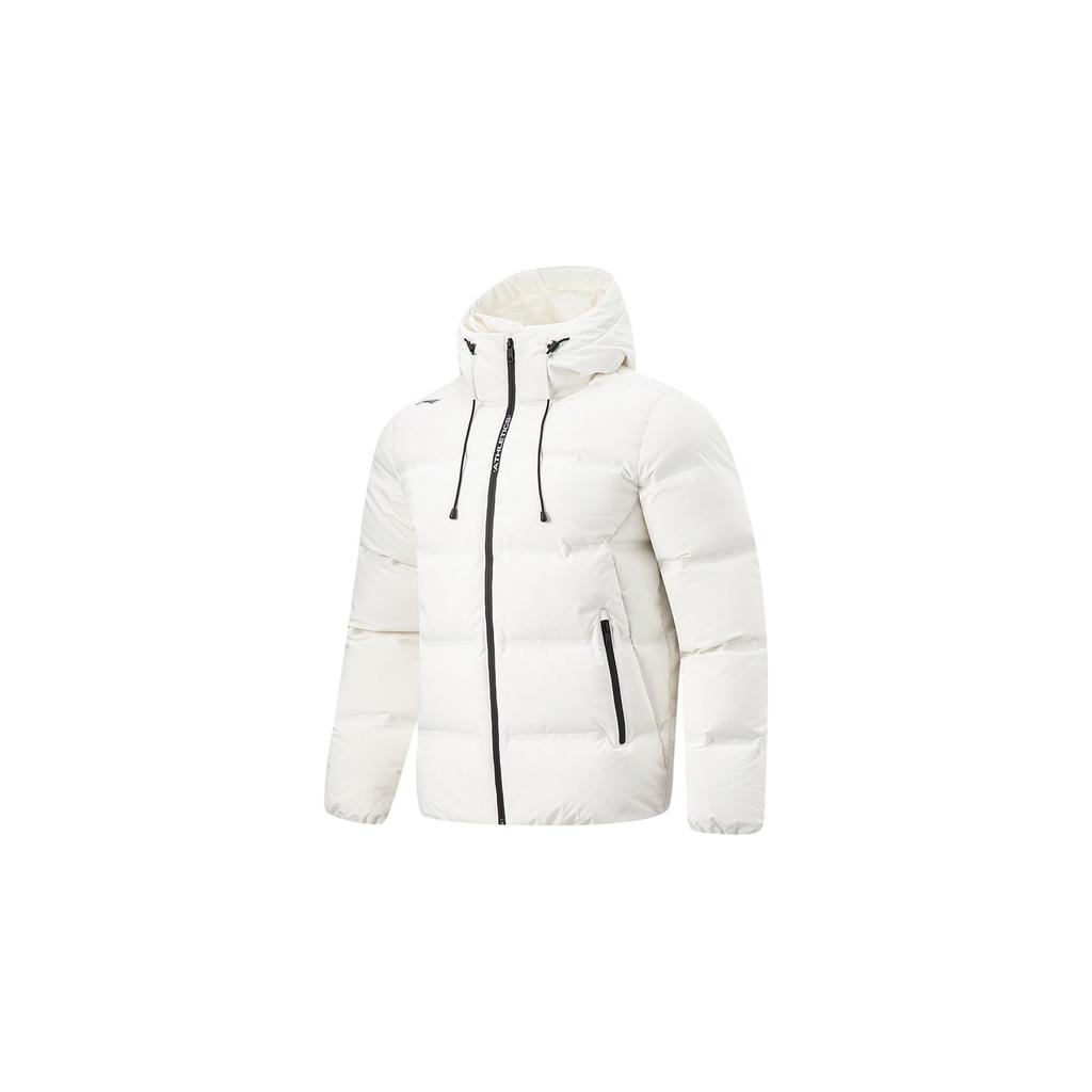 Li Ning Fitness Series Warm Letter Hooded Woven Down Jacket Men Tops Off-White AYMT305-5