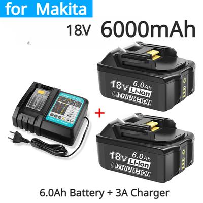 Batería recargable para herramientas eléctricas Makita de 18 V y 6000 mAh con LED, repuesto de ion de litio LXT BL1860B BL1860 BL1850, cargador de 3 A