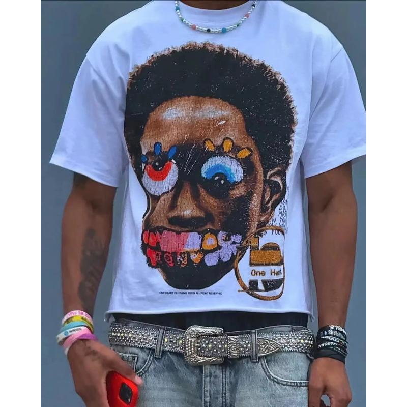 

2025 Gothic Bonce Pattern Print Loose T-Shirt Oversized Hip-Hop Aesthetic Cotton Men Women Short Sleeve Harajuku Streetwear Tops M