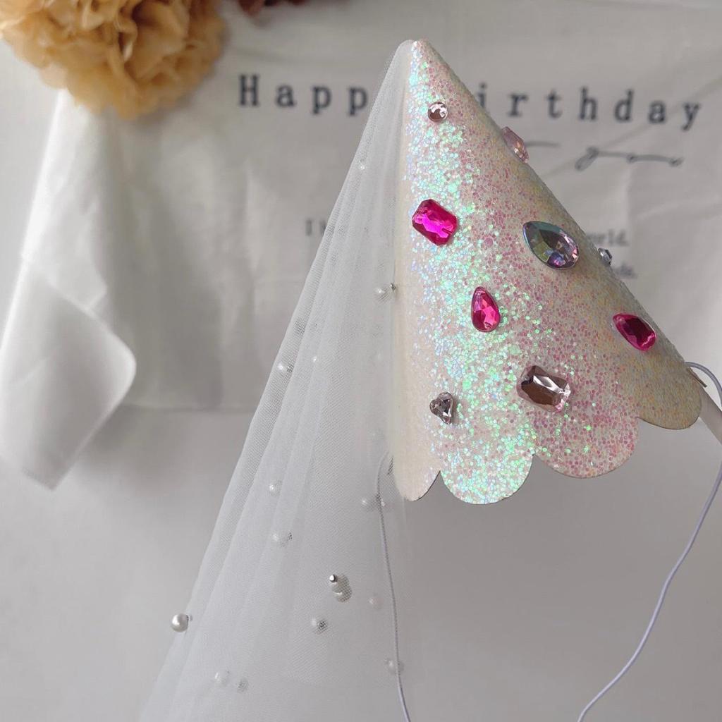 Birthday Hat Mesh Headband with Bow for Girls - Perfect for Celebrations and Photos