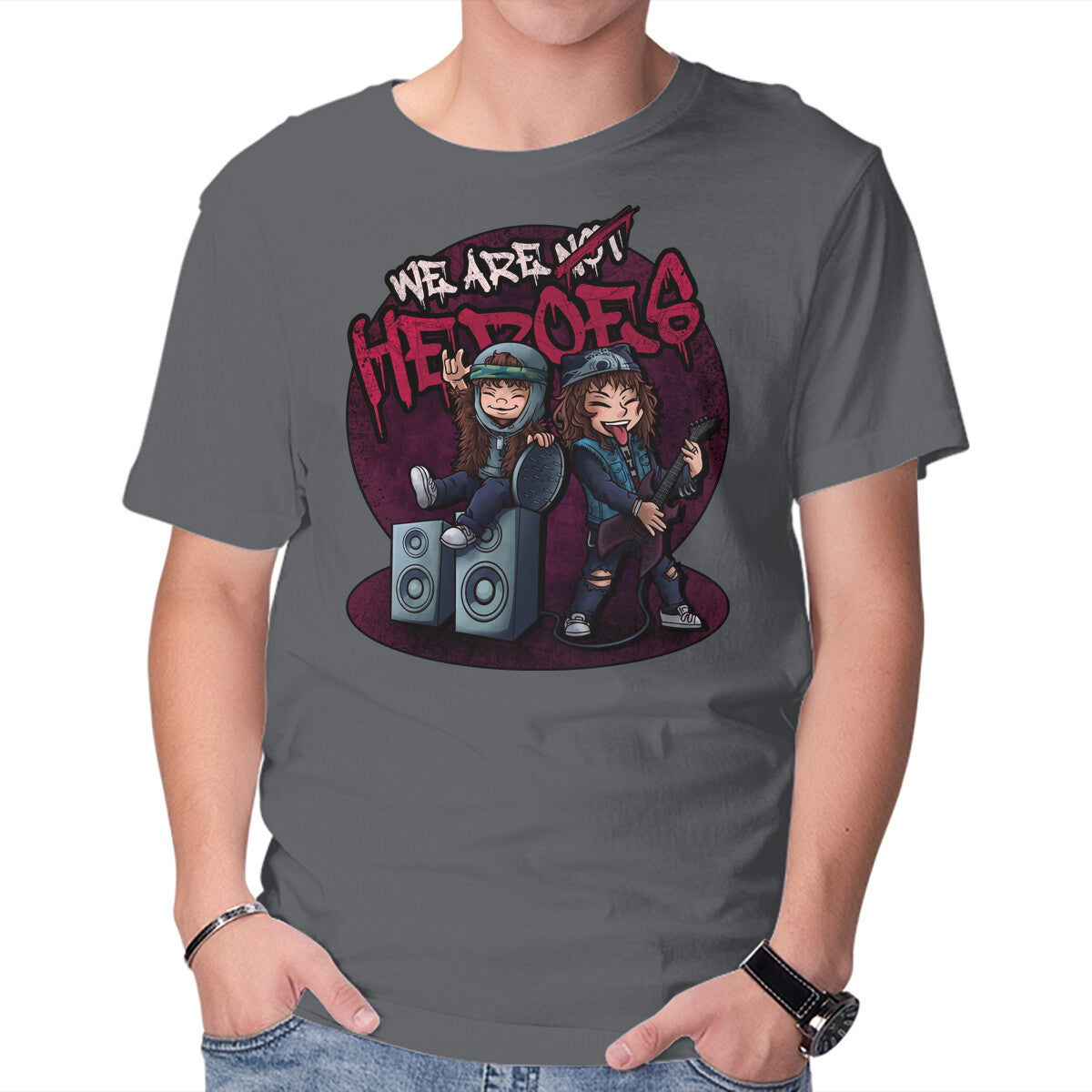 Unisex Crew Neck T-Shirt We Are Heroes Graphic Short Sleeve Casual Tee XXXL