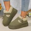 Women's Plus Size Fur Fleece One Foot Cotton Shoes Casual Short Tube Solid Color Sponge Cake Thick Soled Snow Boots Shoes 36-42