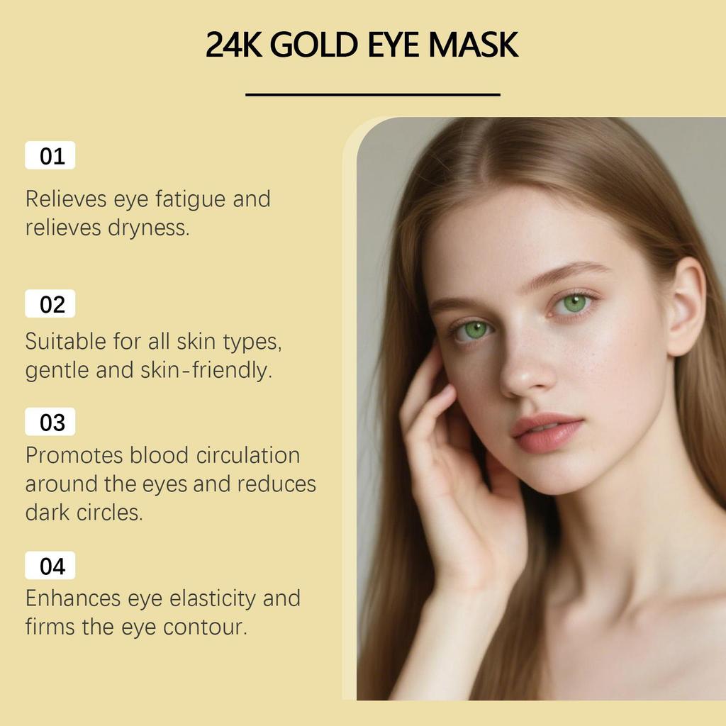 EELHOE 24k Gold Eye Mask - Moisturizing and Softening Eye Mask that Adheres to the Eye Area Skin
