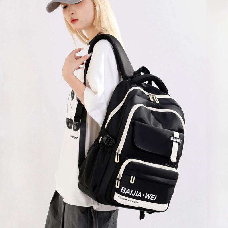 BAIJIAWEI 2024 Summer New Schoolbag High Quality Nylon Waterproof Junior High School Book Bag Lightweight Big Capacity College Student Travel Backpack