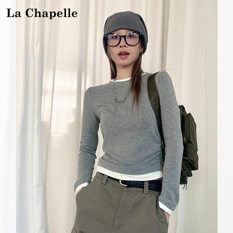 La Chapelle Women's Faux Two-Piece Long Sleeve Base Shirt