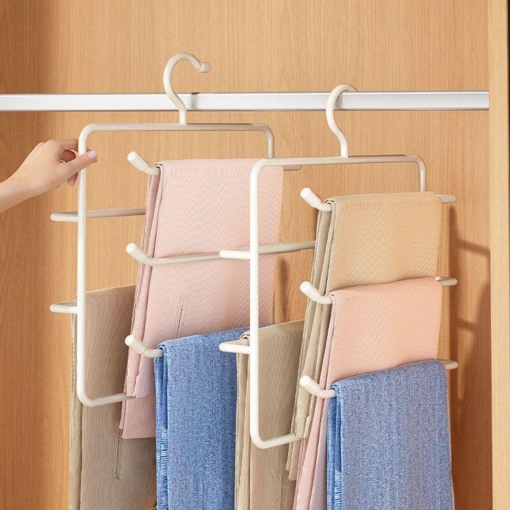 Iron Multi-Layer Trouser Racks Hanging Scarf Tie Rack Durable Pants Hangers  for Home