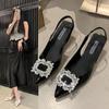 High heels women's summer new fashion pointed rhinestone square buckle thin heel bag head fashion sandals women