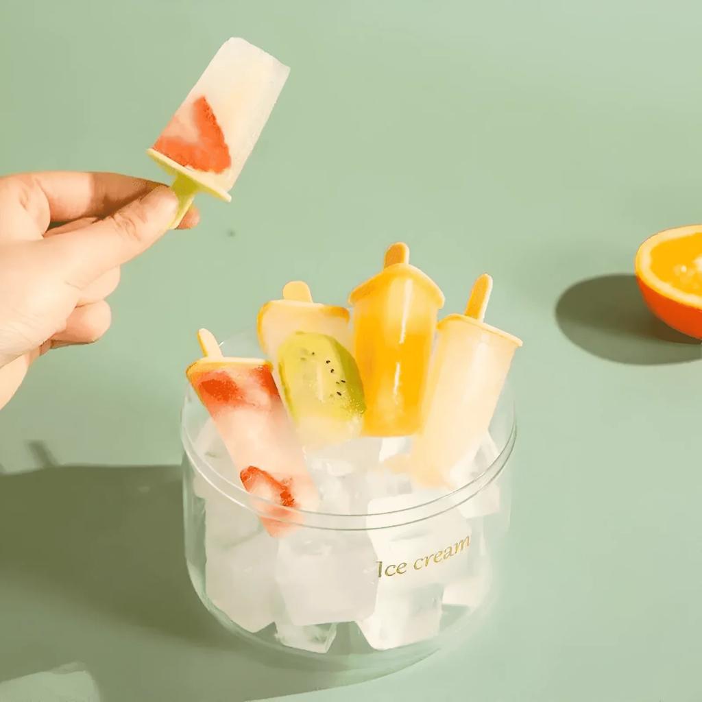 Eco-Friendly Plastic Ice Pop Mold 8-Cavity Popsicle Maker Green 11x13cm Kids DIY Ice Lolly Mold