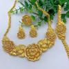 2026 Middle East Gold Wedding Jewelry Set Indian Bridal Necklace Ring Earrings Bracelet Four-piece Set