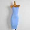 French Style New Arrival Pure Color U Collar Sexy Open Back Knitting Sling Dress Women's Waist Slim Looking Mid Length Long Length Bodycon Dress