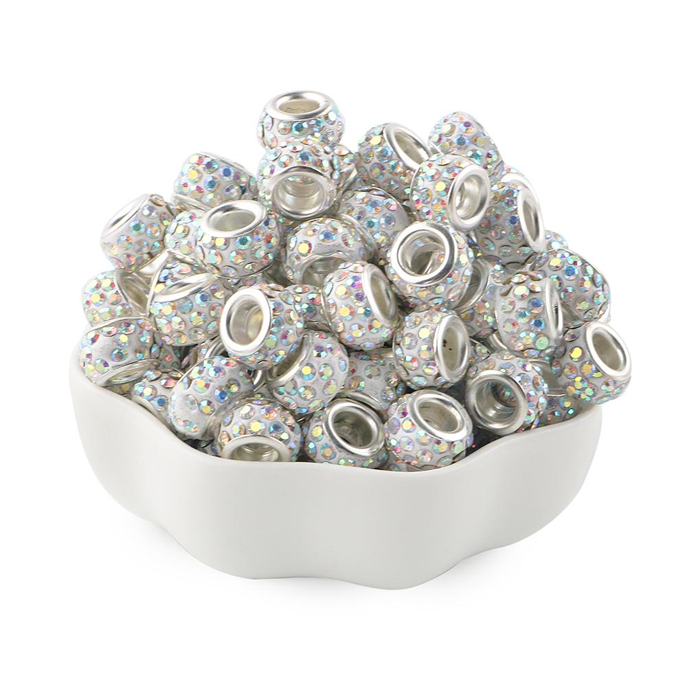 20Pcs 11.5mm Round Rhinestone Crystal Glass Big Hole Beads For Jewelry Making Charms For Bracelet Earrings Jewelry Accessories