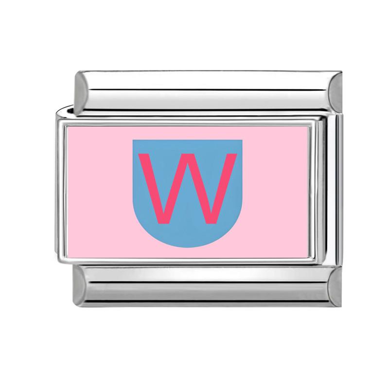 

New Lovely 26 English Letter Pink Italian Charm Links Fit 9MM Stainless Steel Bracelet Women Men DIY Birthday Making Gift