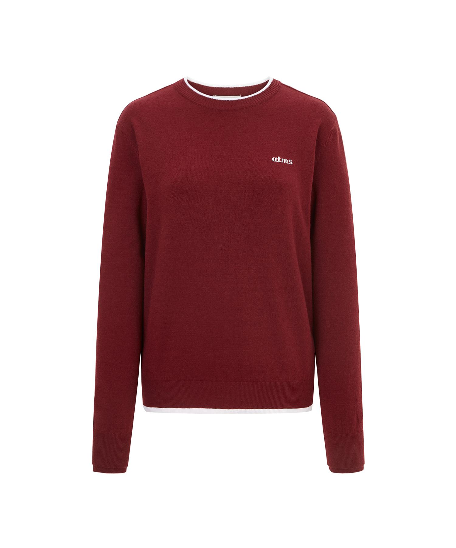 Antomas Spaceship Double Sleeve Round Neck Knit Women S - Wine Xs