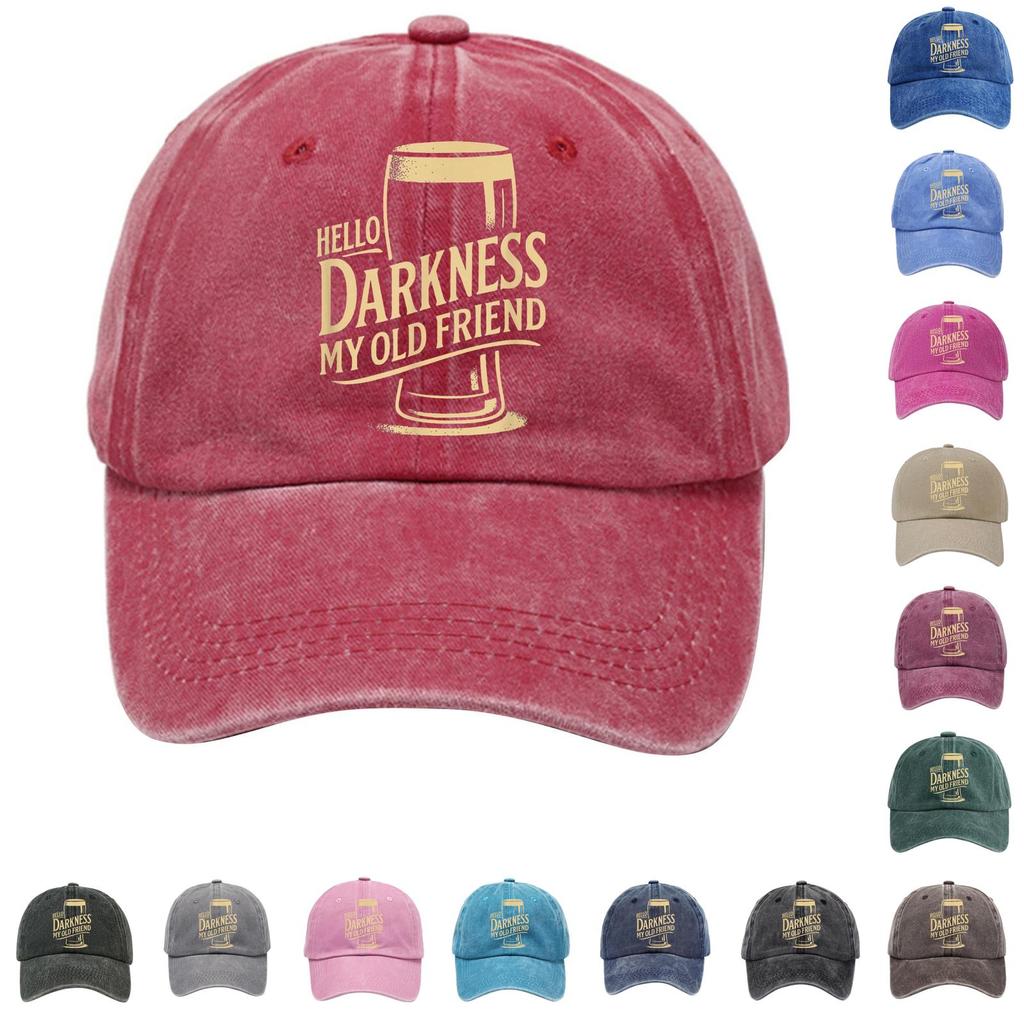 Washed cotton baseball cap with printed distressed soft top denim hat, vintage hat