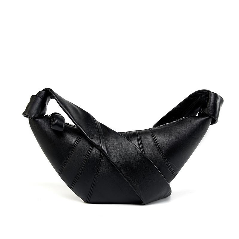 The First Layer Of Lambskin Croissant Bag Diagonal Span Lazy Croissant, Genuine Leather Single Shoulder Diagonal Span, Dumpling Bag Girl
