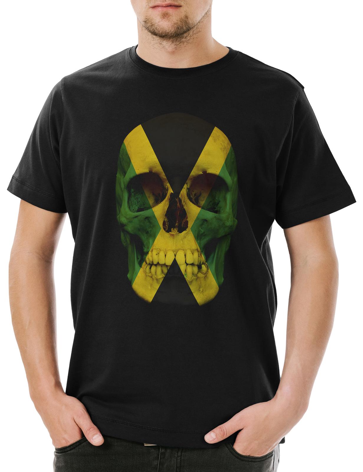 Jamaica Jamaican Skull Flag Men s T-Shirt Mens Womens Tees Top Jamaica Flag Zion Irie Babylon 4XL