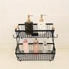 2-Tier Metal Fruit Basket with Banana Hooks, Durable Black Wire Storage Rack for Kitchen Countertop, Multi-Functional Storage