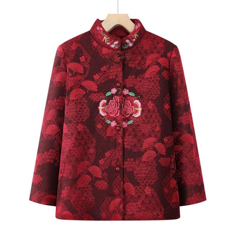 

Grandma ability festive coat women the elderly Tang clothing mother autumn and winter clothing elderly birthday velvet dress 7XL (165-90kg recommended)