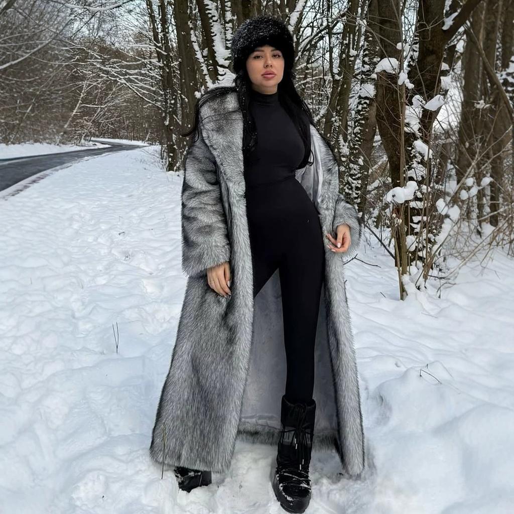 Russia popular extended fox fur imitation fur coat women's environmentally friendly artificial fur coat