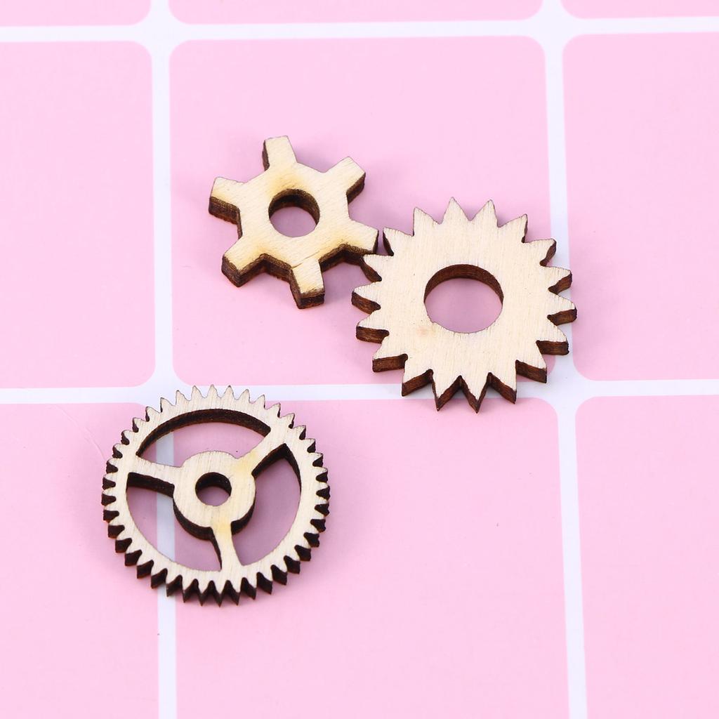 20Pcs Wooden Gear Craft Pieces Natural Wood Cut DIY Embellishments for Scrapbooking Wall Hanging Wedding Favors Crafts