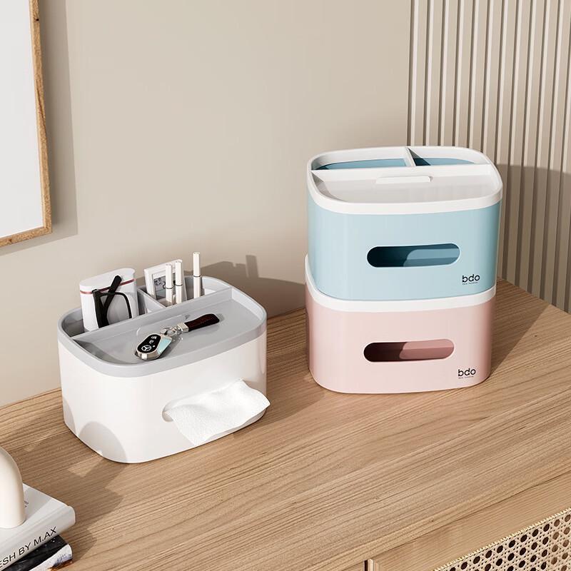 Plastic Desktop Tissue Box and Storage Organizer