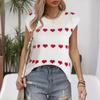 New European and American Solid Color Knitted Sweater Loose Peach Love Texture Round Neck Short Sleeve Sweater Women's Clothing