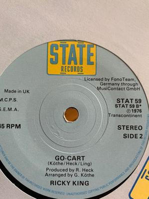 7-Zoll Schallplatte RICKY KING - Verde / Go-Cart STAT59 State Records 1976 UK Pop Gebraucht