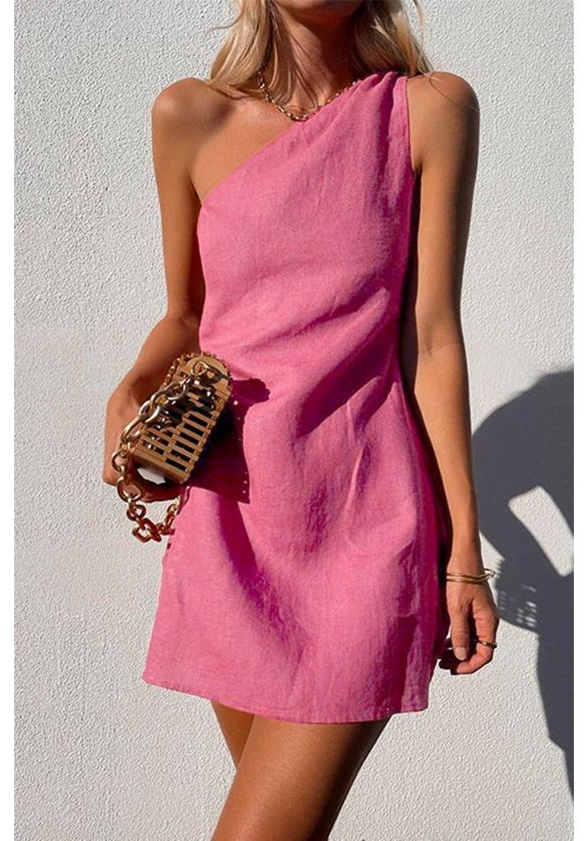 2026 Damen Schlankes One-Shoulder Sommerkleid - Eleganter Europäischer & Amerikanischer Stil Rock